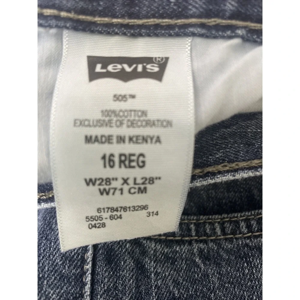 Levi's 505 Regular Straight Leg Jeans Boys‎ 16 Reg W28 L28 Blue Denim Excellent